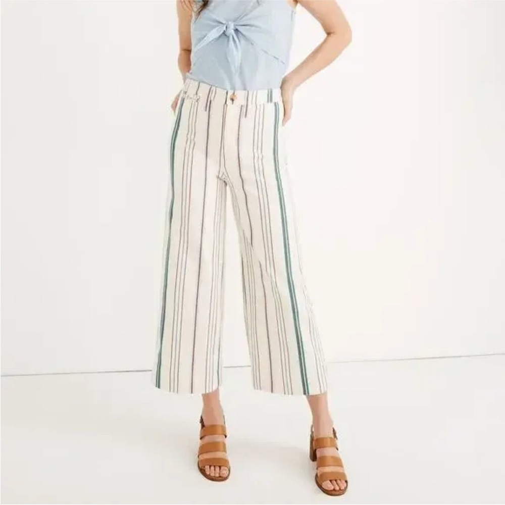 Madewell Emmett Wide Leg Stripe Jeans High Rise Cropped 24